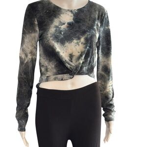 Derek Heart Black and Gray Tie-Dye Long Sleeve Top